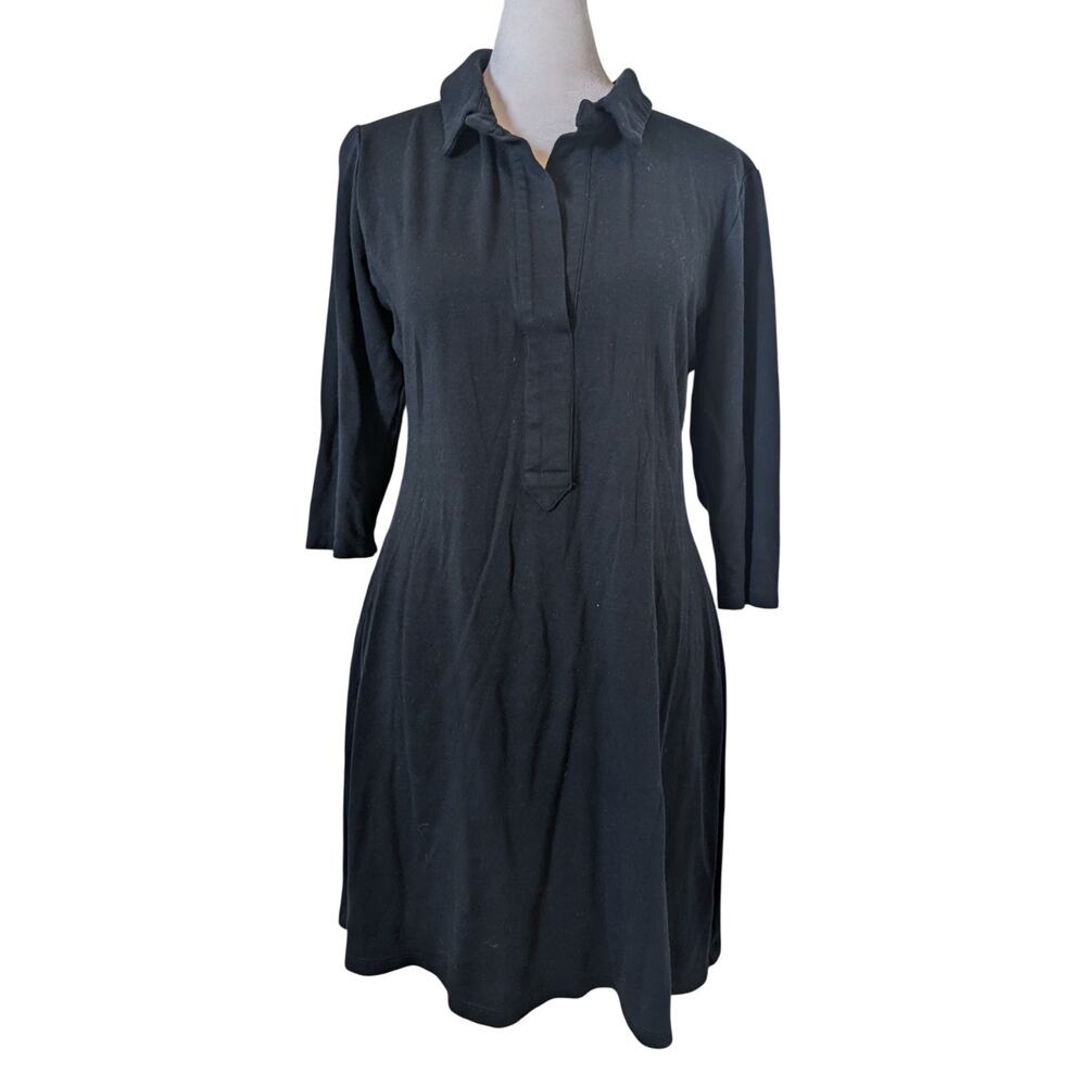 Amy Matto Black Polo Tunic Style Knit Collared Mini Dress Size 8